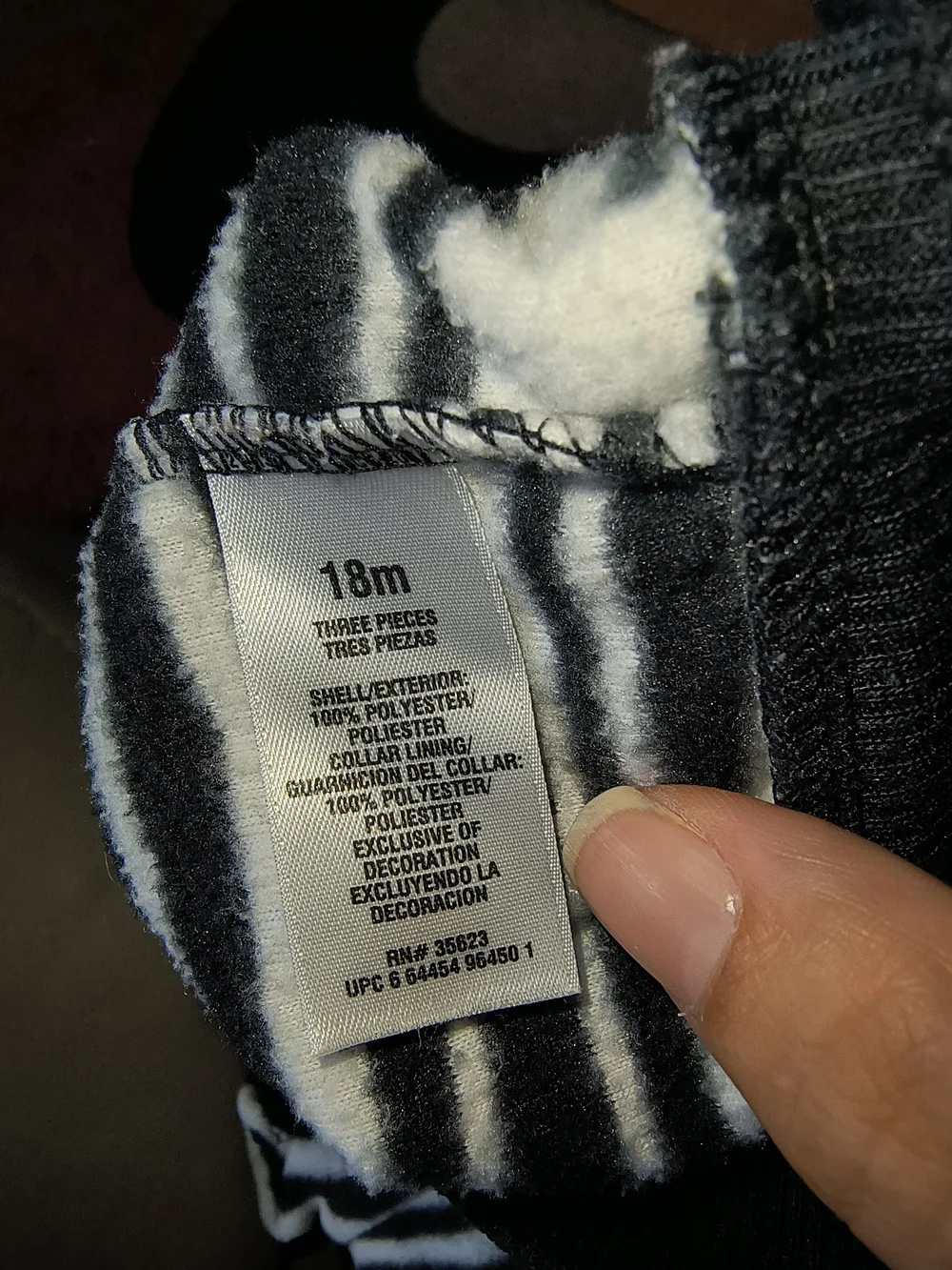 Carter's Black & White Zebra Fleece Vest with Pink Trim